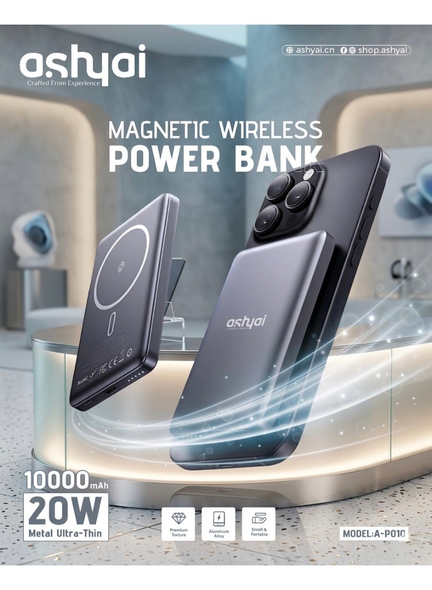Ashyai 20W 10000mAh Magnetic Utra-Thin Wireless Powerbank
