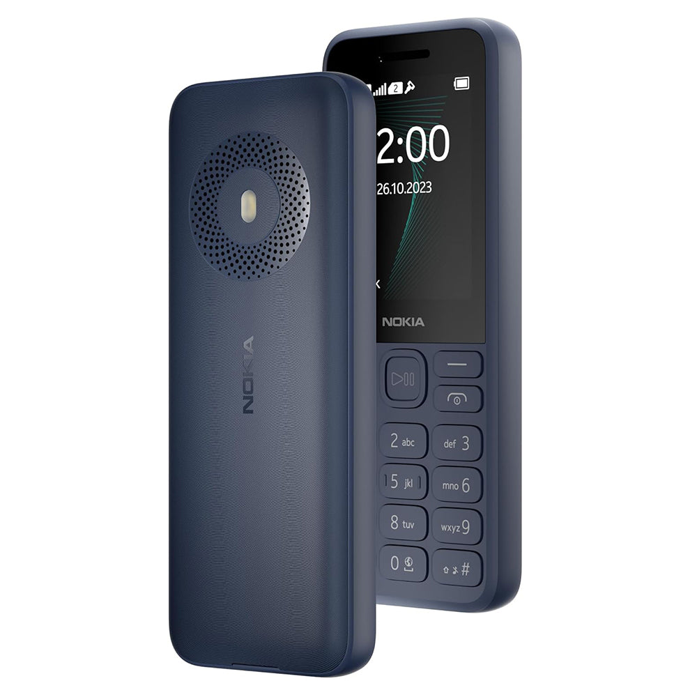 Nokia phone with a blue case on a white background