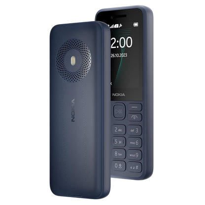 Nokia phone with a blue case on a white background