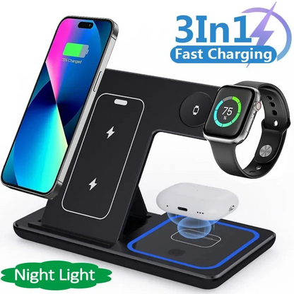3-in-1 LED Wireless Charging Station Foldable UAE - Accessories