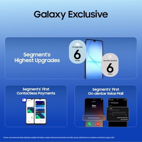 سامسونج جوال جالكسي ايه 17 الجيل الخامس 5G بذاكرة RAM 6GB وذاكرة تخزين 128GB، هاتف ذكي بنظام اندرويد بدون شاحن، شاشة كبيرة 50 ميجابكسل، كاميرا OIS اصدار هندي|B0FW3RP8YJ