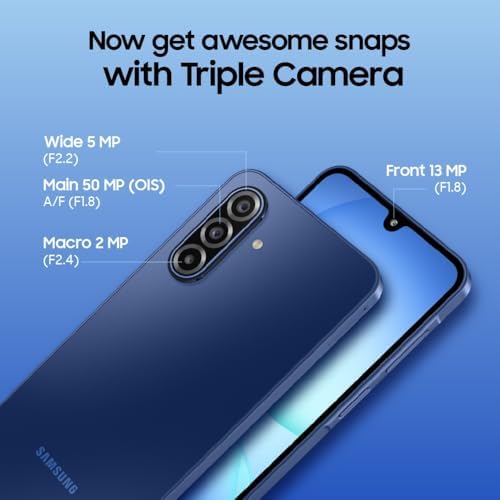 سامسونج جوال جالكسي ايه 17 الجيل الخامس 5G بذاكرة RAM 6GB وذاكرة تخزين 128GB، هاتف ذكي بنظام اندرويد بدون شاحن، شاشة كبيرة 50 ميجابكسل، كاميرا OIS اصدار هندي|B0FW3RP8YJ