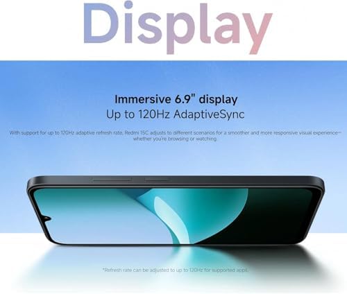 Xiaomi Redmi 15C Smartphone 4+128GB,Midnight Black,Massive 6000mAH Battery|B0FMP8VFXK