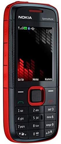 Nokia XpressMusic 2 mobile phone in red and black, featuring a physical keypad and a textured side grip, shown against a plain white background.