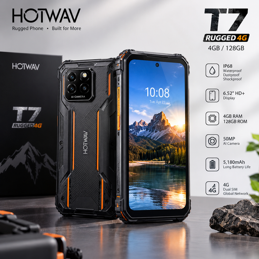 هاتف HOTWAV T7 متين، 4 جيجابايت رام + 128 جيجابايت روم، شاشة HD+ بحجم 6.52 بوصة، كاميرا 21 ميجابكسل، بطارية 6280 مللي أمبير، هاتف ذكي 4G بنظام أندرويد 13