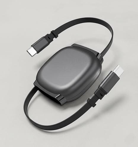 USB-C to USB-C Retractable Cable 240W PD Fast Charging 5A, Nylon Braided Type-C Charger with E-Marker Chip for iPhone