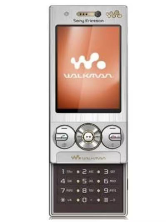 Sony Ericsson W705 Walkman mobile phone in silver, featuring a screen with the orange W705 logo and a physical numeric keypad below.