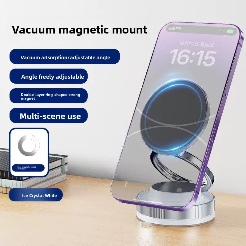 Magnetic Mobile Phone Holder with Vacuum Suction Base & 360° Rotation - T28-white / Standard - Accessories