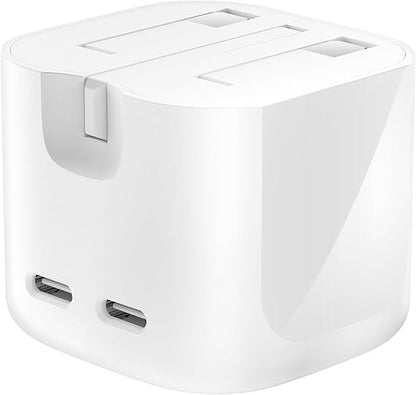 2-Port USB-C Plug 50W, Dual-Port GaN Charger with 2x USB C Ports