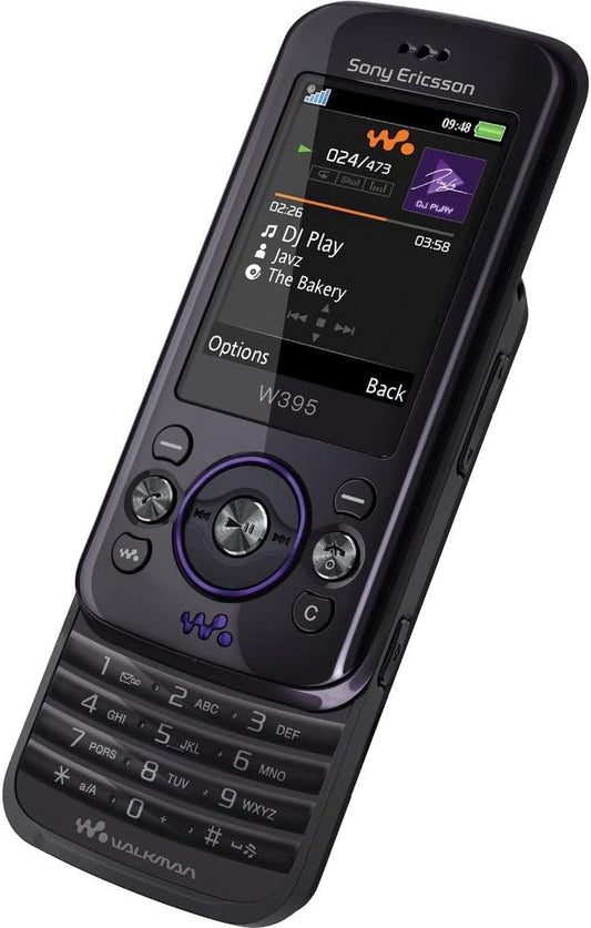 Sony Ericsson W395 Walkman slider mobile phone with music player interface visible on screen