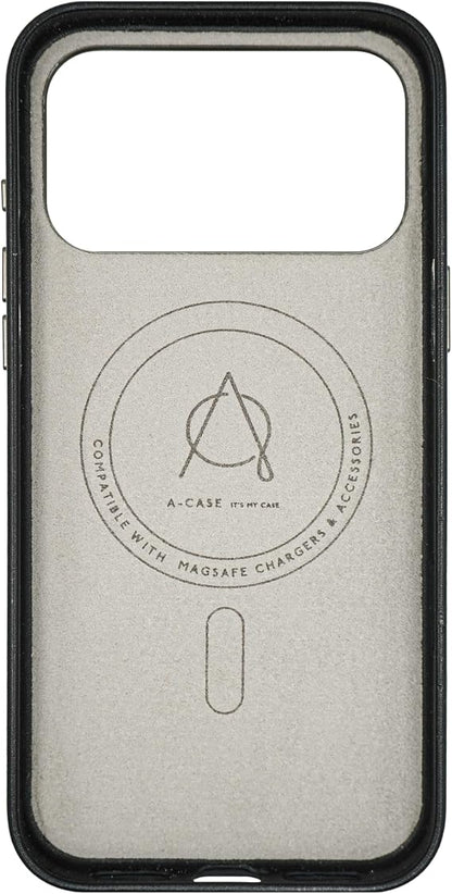 A-Case Alimli Vegan Leather Crystal RhinestoneBlack, iPhone 17 Pro Max)