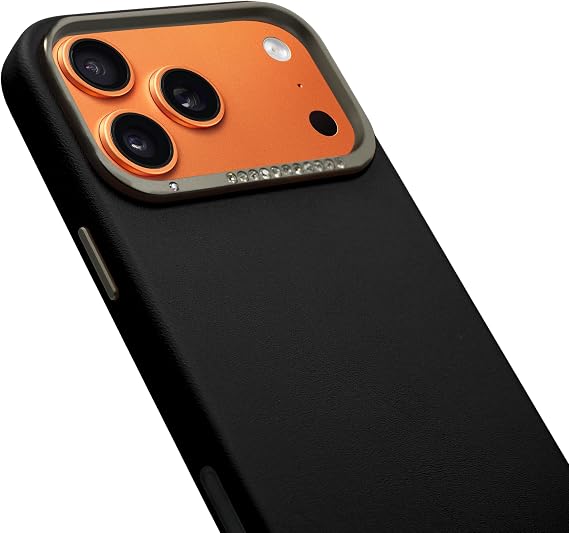 A-Case Alimli Vegan Leather Crystal RhinestoneBlack, iPhone 17 Pro Max)