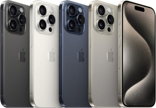Front and back combo view of a pre-owned iPhone 15 Pro in excellent condition, showcasing the pristine 6.1-inch Super Retina XDR screen with Dynamic Island and the flawless titanium back panel.
