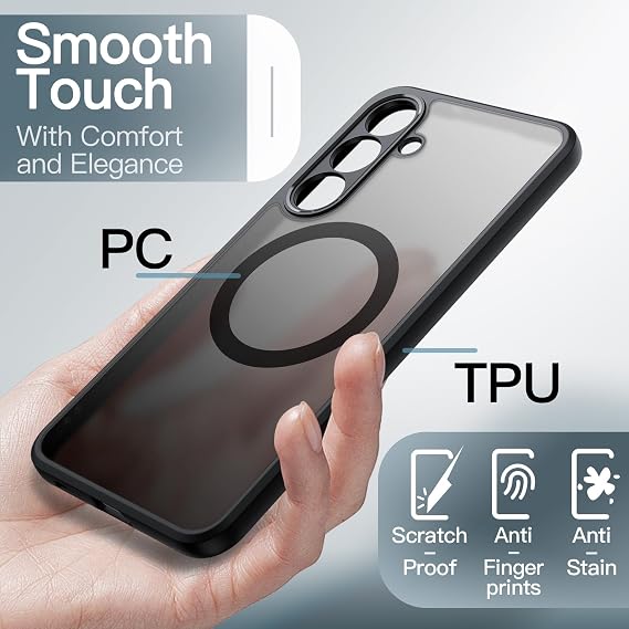 Magnetic Case for Samsung Galaxy S25 FE, Compatible with MagSafe, Translucent Matte