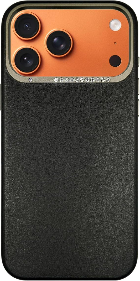A-Case Alimli Vegan Leather Crystal RhinestoneBlack, iPhone 17 Pro Max)