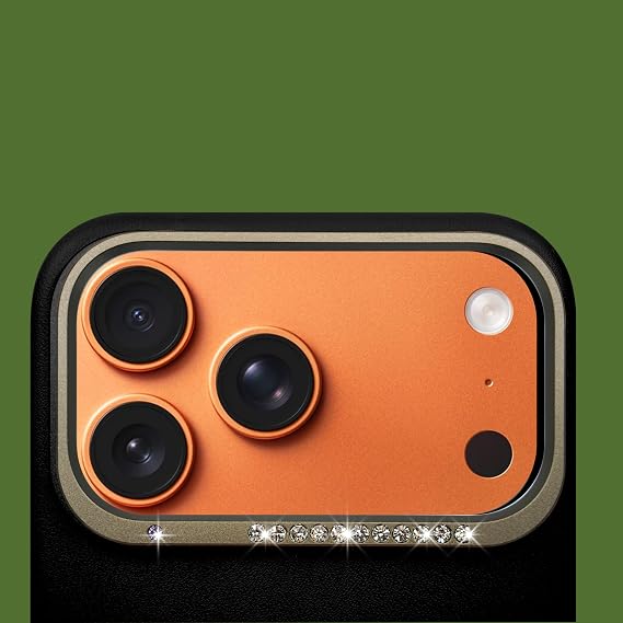 A-Case Alimli Vegan Leather Crystal RhinestoneBlack, iPhone 17 Pro Max)