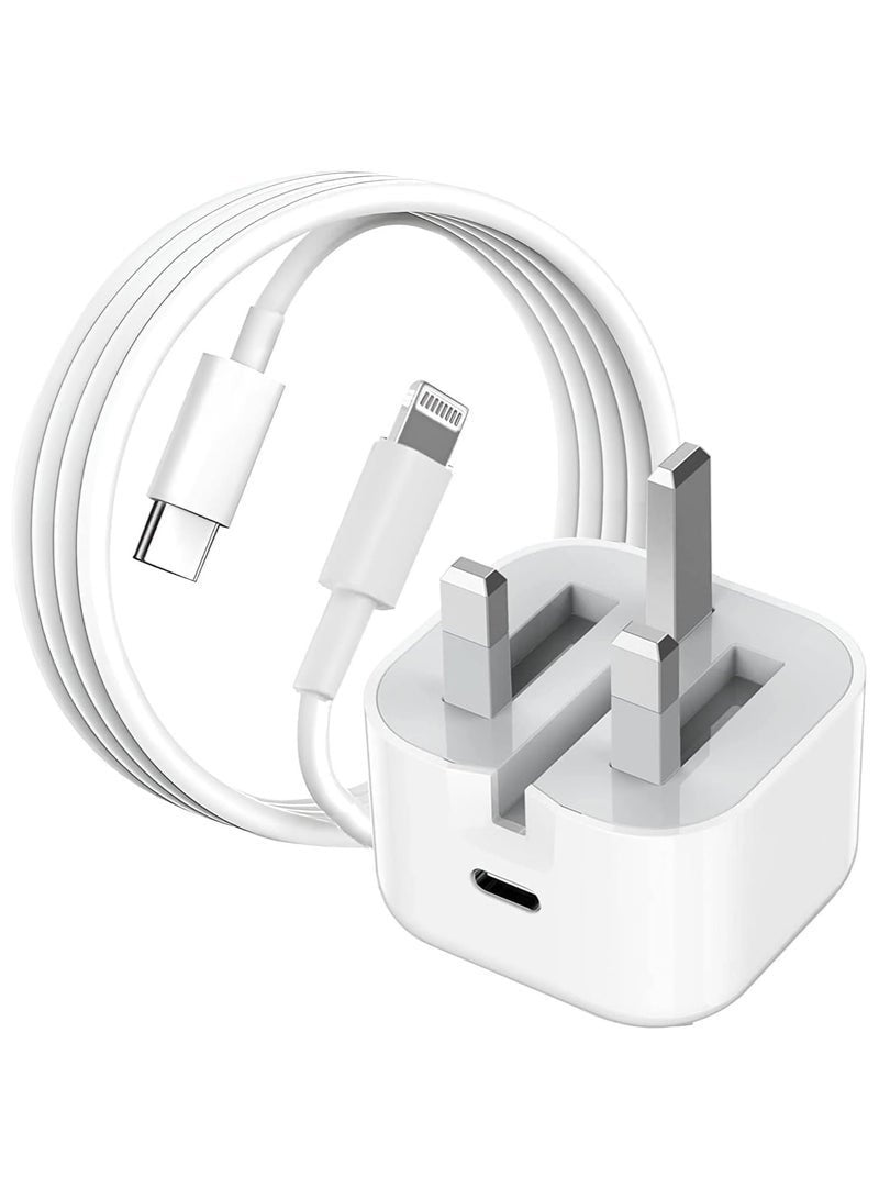 For iPhone 20W Fast Charger | USB C Wall Fast Charger with USB C to Lightning Cable Compatible with iPhone 14/14 Pro/14 Pro Max/13/12/SE2020/11/XR/XS Max/X/iPad