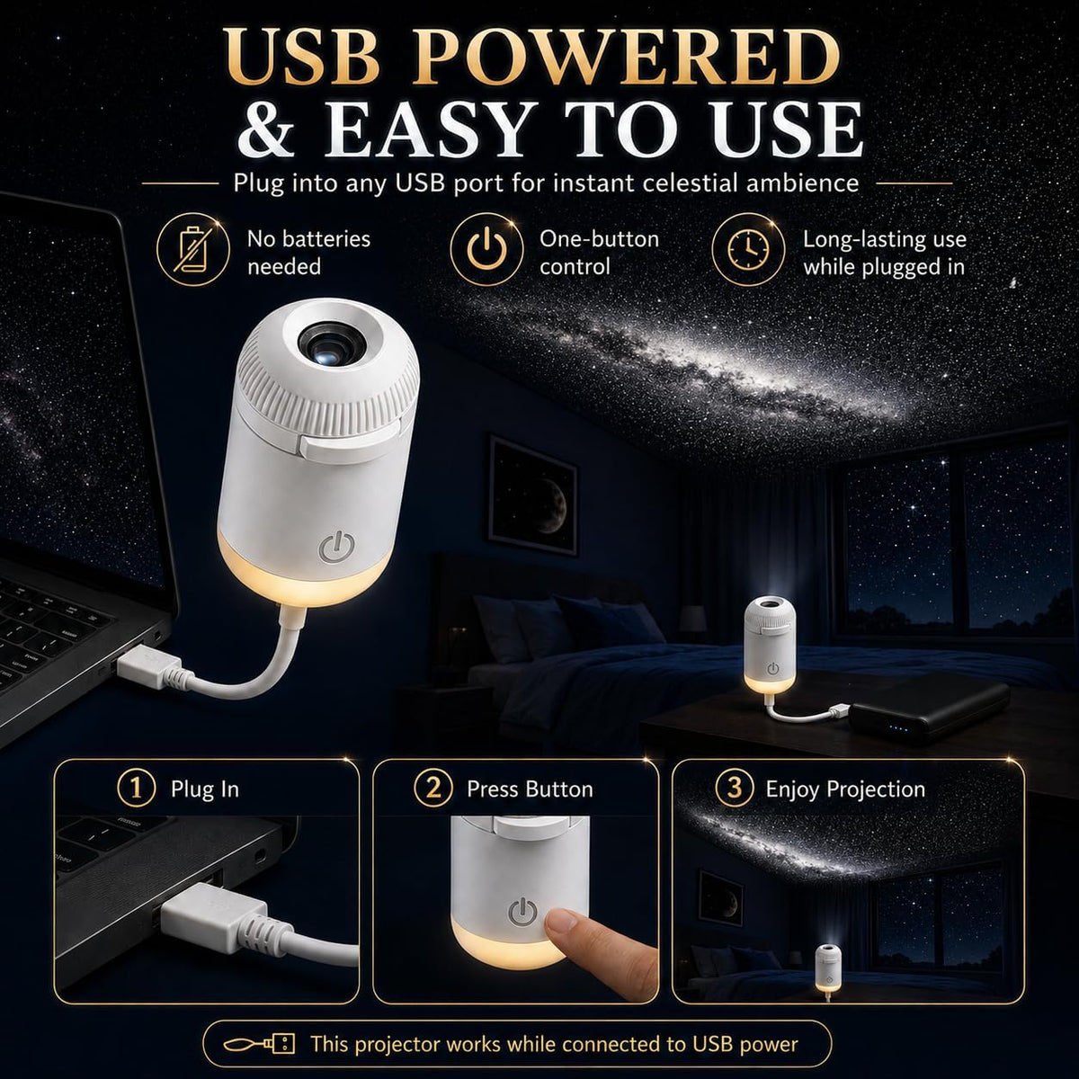 Portable Mini USB Starry Sky Projection Lamp