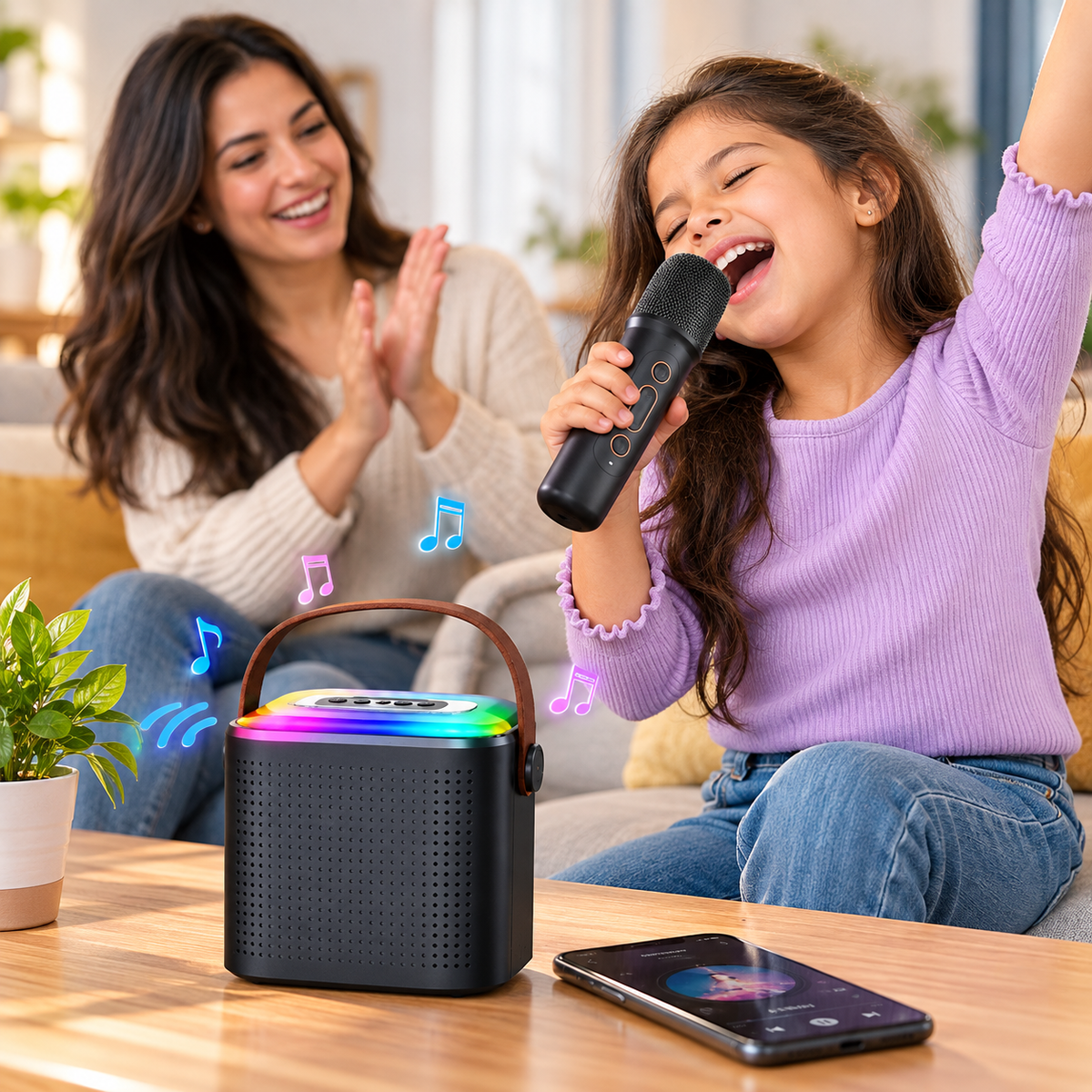 Portable Bluetooth Speaker with Mic & LED Lights | UAE