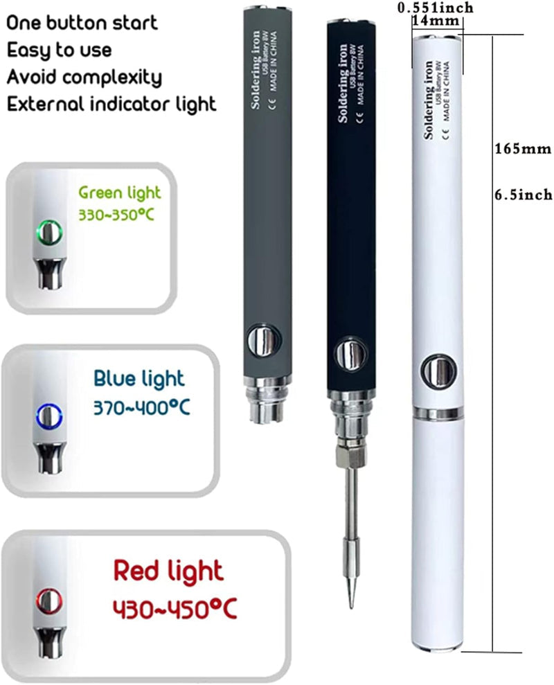 Portable 8W USB Soldering Kit with Stand & Extra Tip
