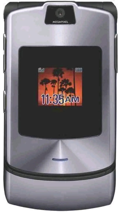 Motorola RAZR V3i Renewed Front View - Silver Flip Phone UAE