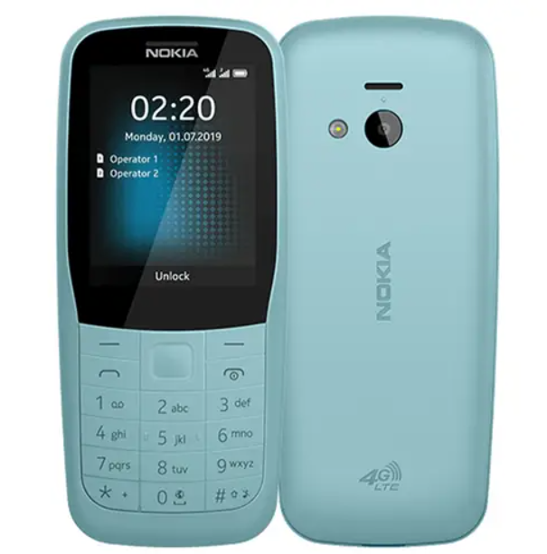 Nokia 220 4G Dual SIM Mobile Phone Blue – Front View UAE
