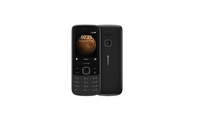 A black Nokia mobile phone shown from the front and back against a plain white background.