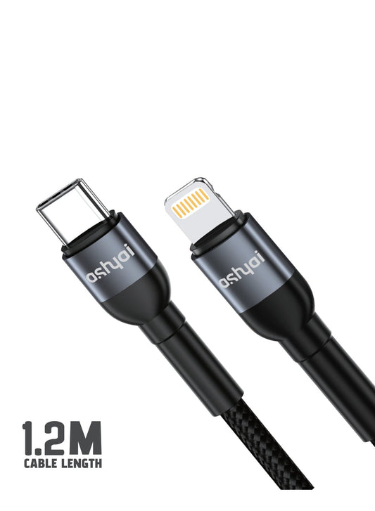 Ashyai USB-C to Lightning Fast Charging & Data Cable 1.2m PP Yarn Braided Charger Cord for Lightning-Enabled iPhone
