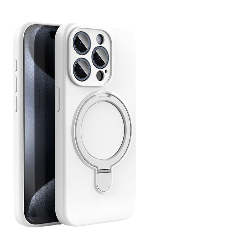 Magnetic Silicone Phone Case with Stand for iPhone - White / 12 Pro