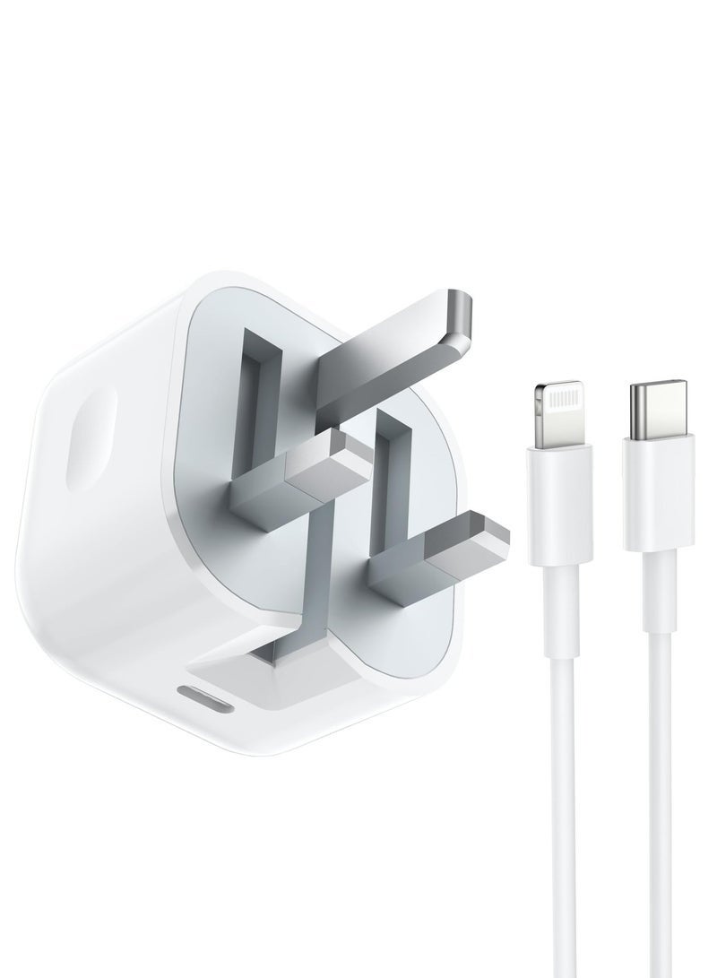 For iPhone 20W Fast Charger | USB C Wall Fast Charger with USB C to Lightning Cable Compatible with iPhone 14/14 Pro/14 Pro Max/13/12/SE2020/11/XR/XS Max/X/iPad