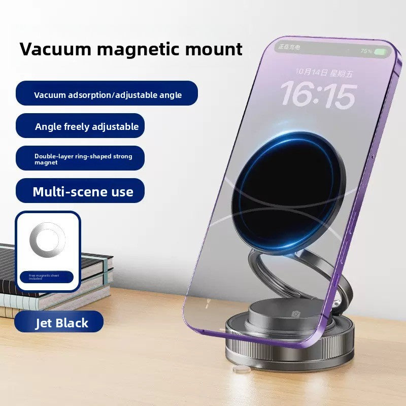 Magnetic Mobile Phone Holder with Vacuum Suction Base & 360° Rotation - T28-black / Standard - Accessories
