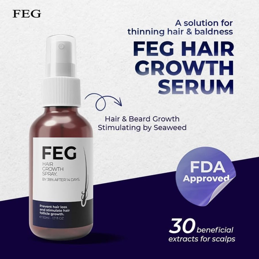 FEG Plus Hair Growth Spray + Free Derma Roller | UAE
