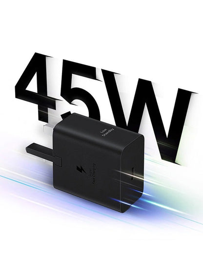 Samsung 45W Power Adapter with USB-C Cable 5A 1.8m Super Fast Charging for Compatible Devices Black