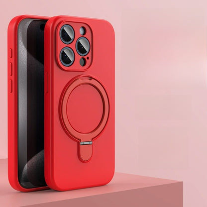 Magnetic Silicone Phone Case with Stand for iPhone - Red / 17 Pro Max
