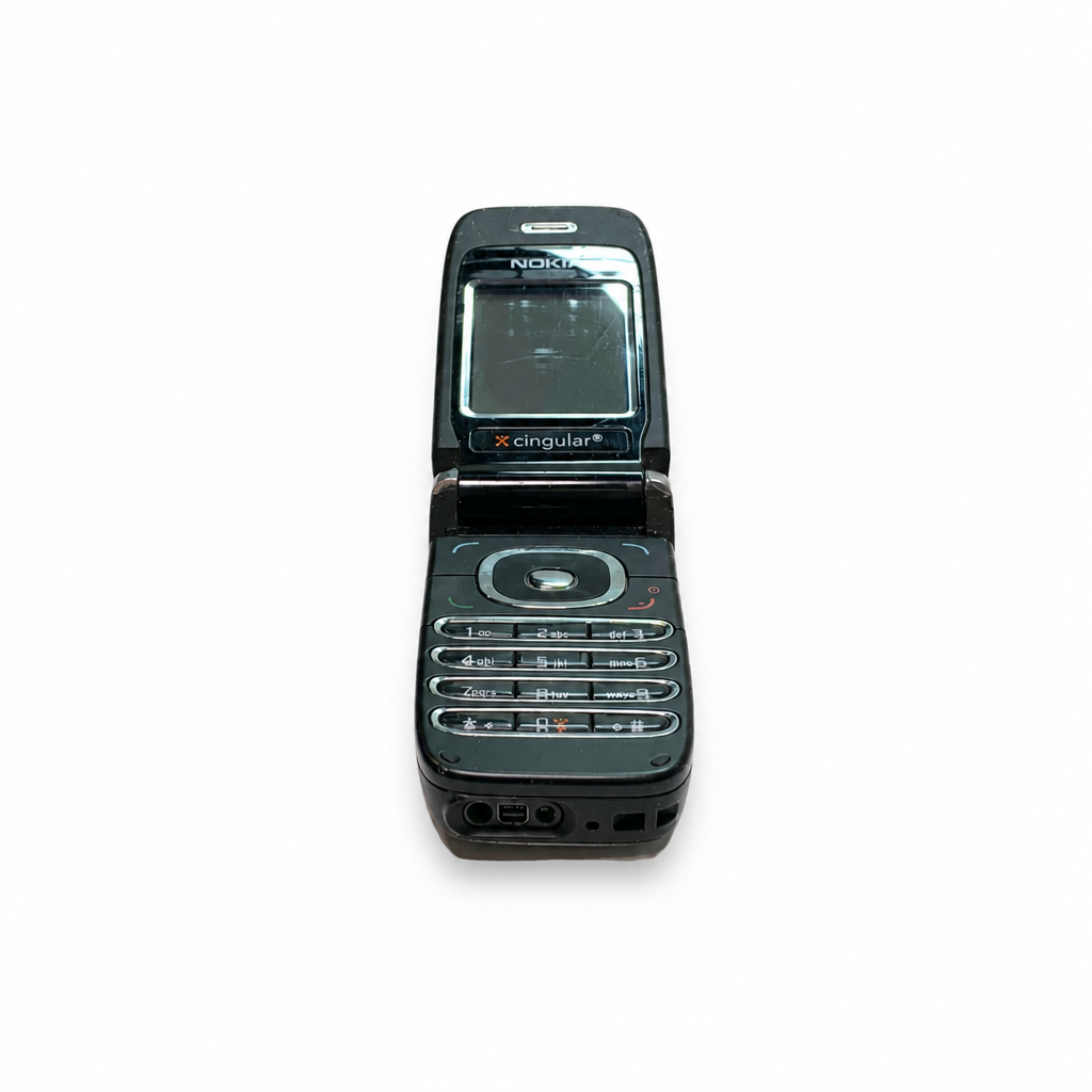 Refurbished Nokia 6060 open lower angle showing keypad and ports