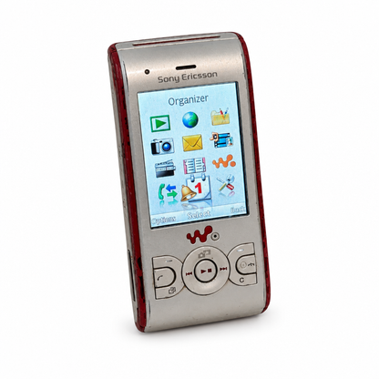 Refurbished Sony Ericsson W595 closed front with menu screen