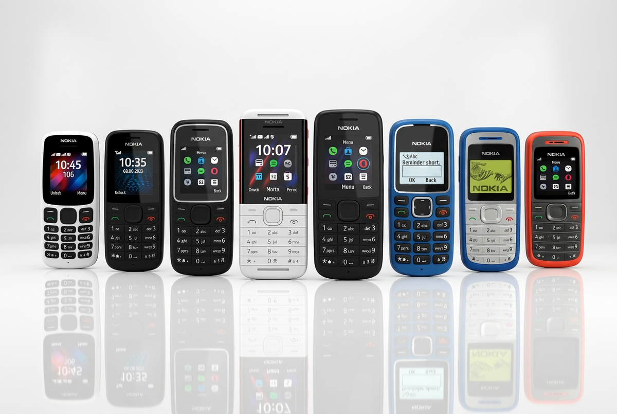 Nokia keypad phones with white background 