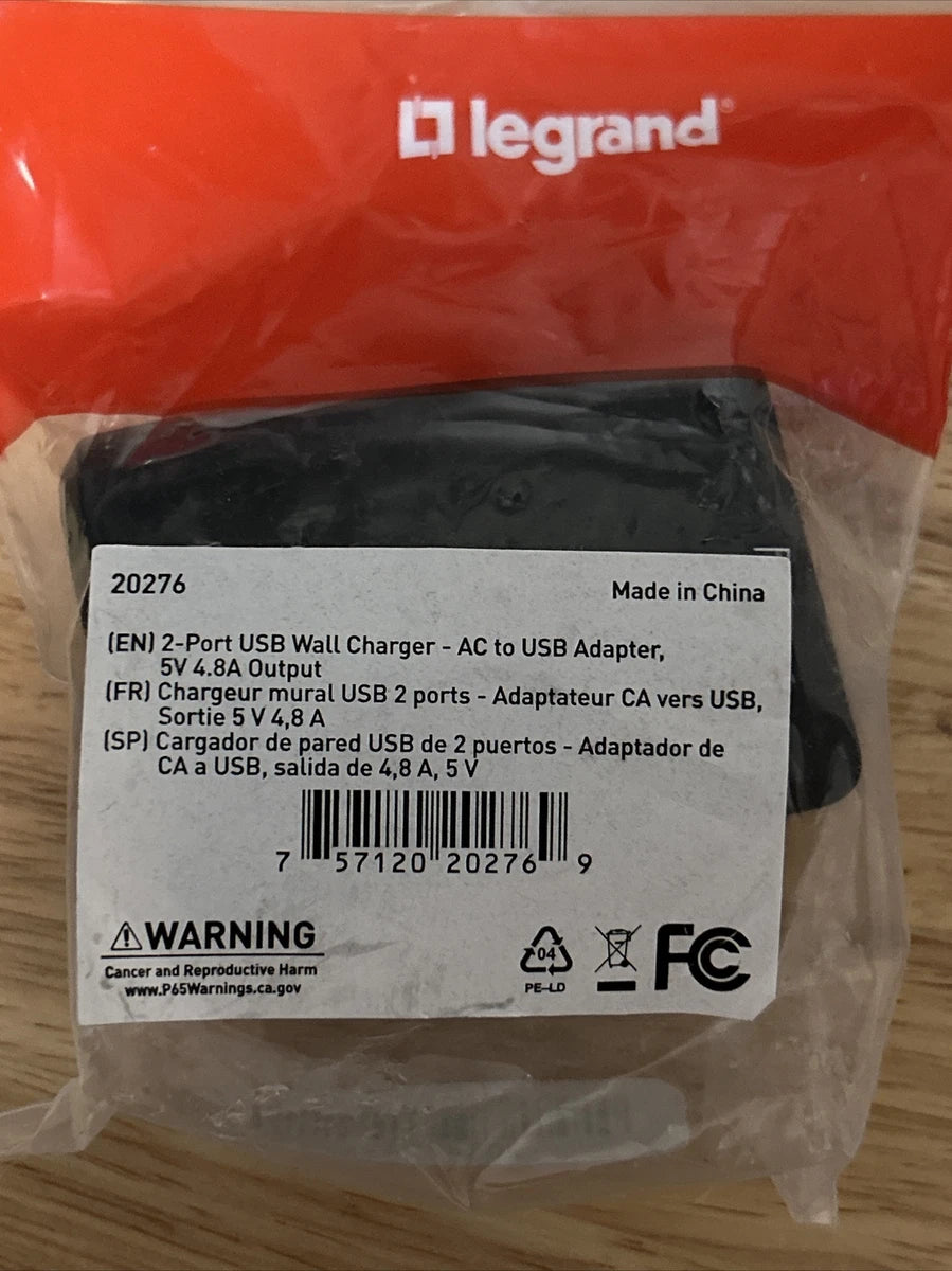 Legrand/C2G 20276 2 Port USB Wall Charger Brand New NIB|385742678960