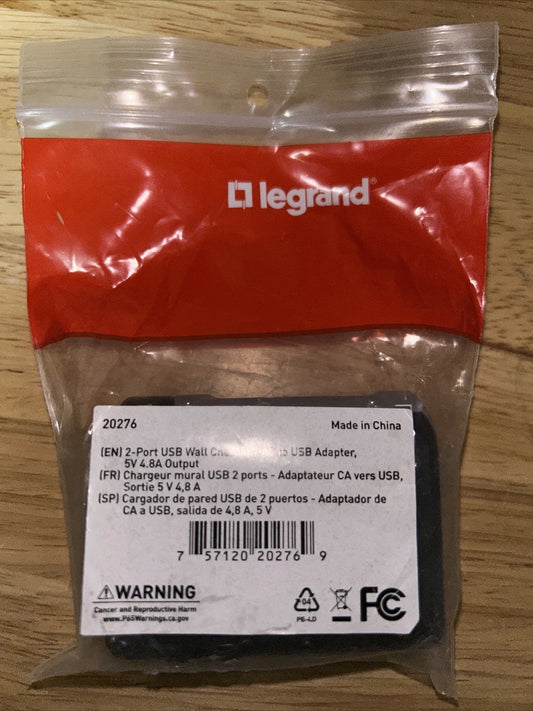 Legrand/C2G 20276 2 Port USB Wall Charger Brand New NIB|385742678960