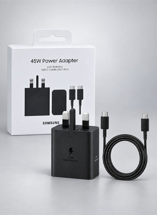 Samsung 45W USB-C Power Adapter with 1.8m Cable - Black - Wall Chargers